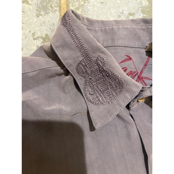 Bamboo Cay Men's Short Sleeve Button Up Shirt Embroidered Musical Instruments L - Picture 5 of 10
